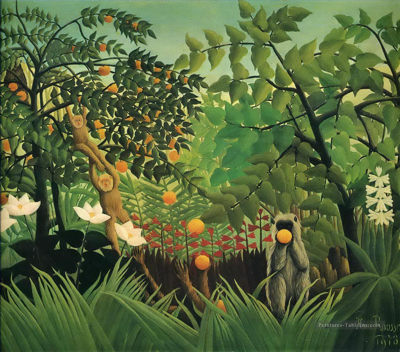 paysage exotique 1910 singe Henri Rousseau Peintures à l'huile